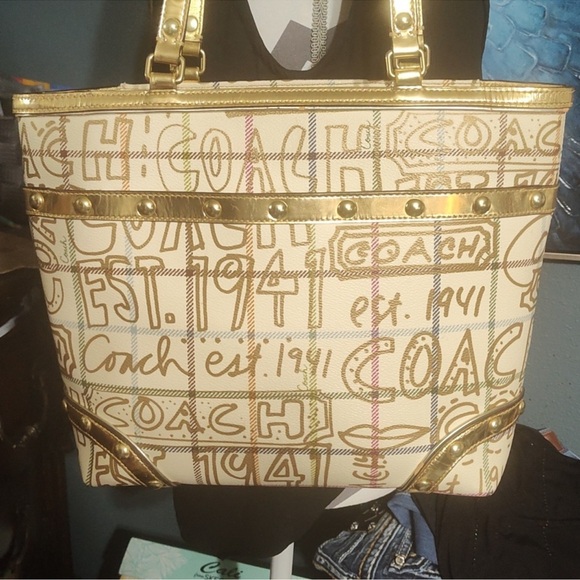 Coach Heritage Tatersall Graffiti Signature Tote bag - Picture 4 of 12